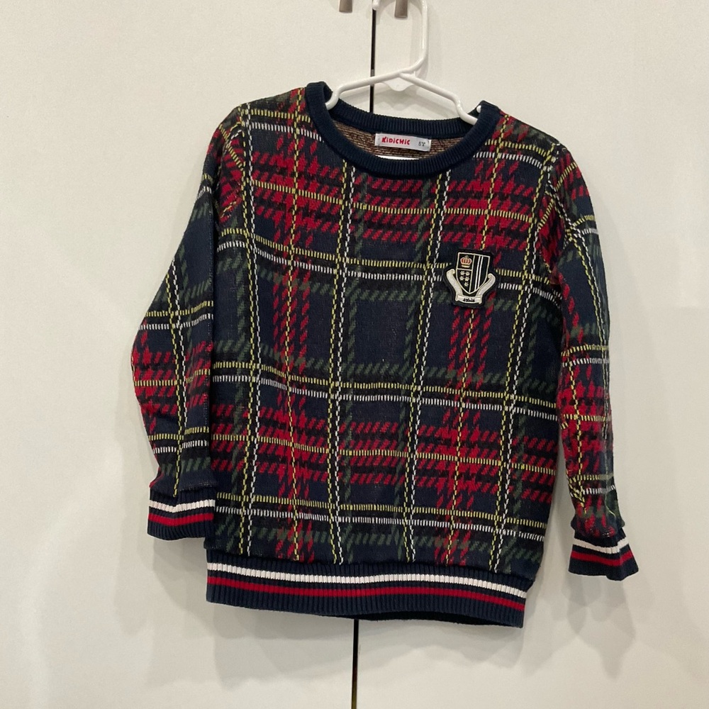 Kidichic Kids Plaid Sweater - Red and Blue